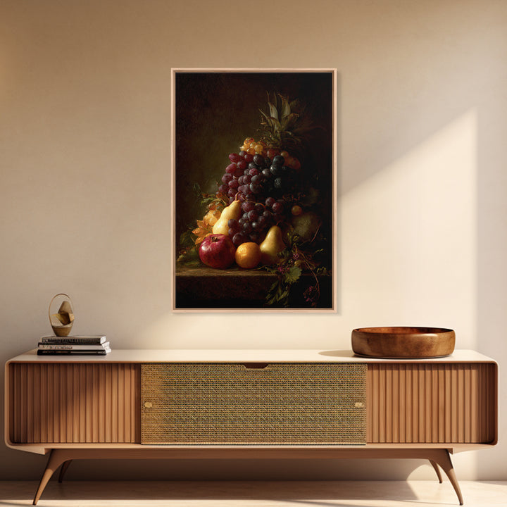 Dramatic Fruit Still Life Canvas Print, Baroque Art, Minimalist Decor, Living Room Decor, Oil Painting, Ornate, Whimsical Decor, BAO-2x3-57