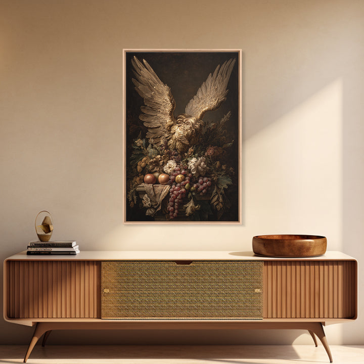 Gilded Angel Wings Emerging from Storm Clouds Canvas Print, Baroque Art, Art Print, Living Room Decor, Abstract Art, Ornate, BAO-2x3-62