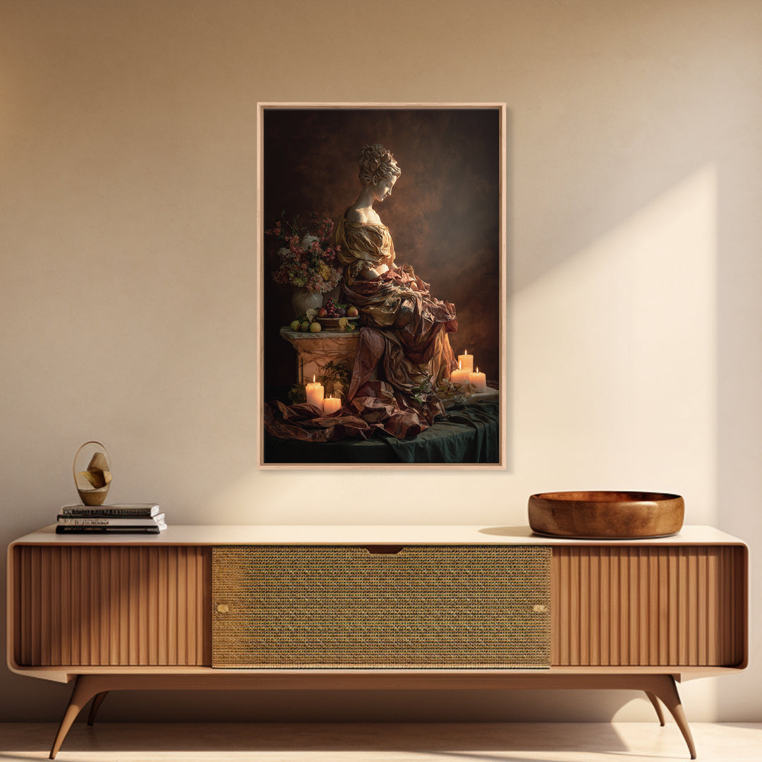 Mythic Goddess Figure Canvas Print, Baroque Art, Statement Artwork, Living Room Decor, Fine Art, Ornate, Painting, BAO-2x3-70