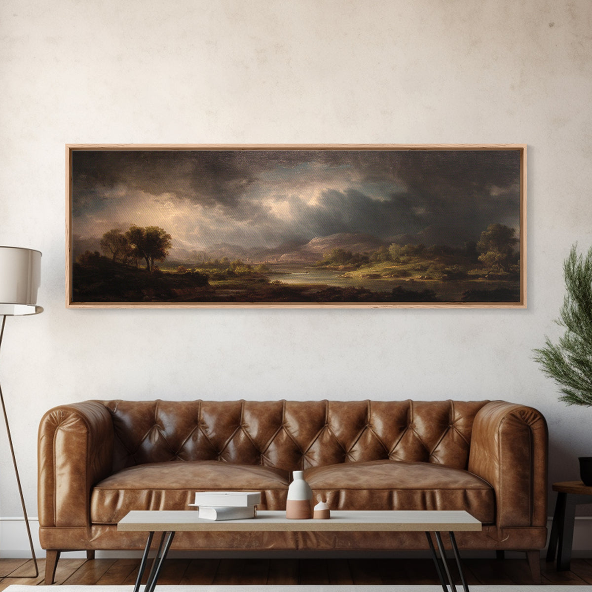 Theatrical Stormy Landscape Framed Canvas Print, Baroque Art, Room Decor, Living Room Decor, Fine Art, Ornate, Digital Wall Art, BAO-3x1-2