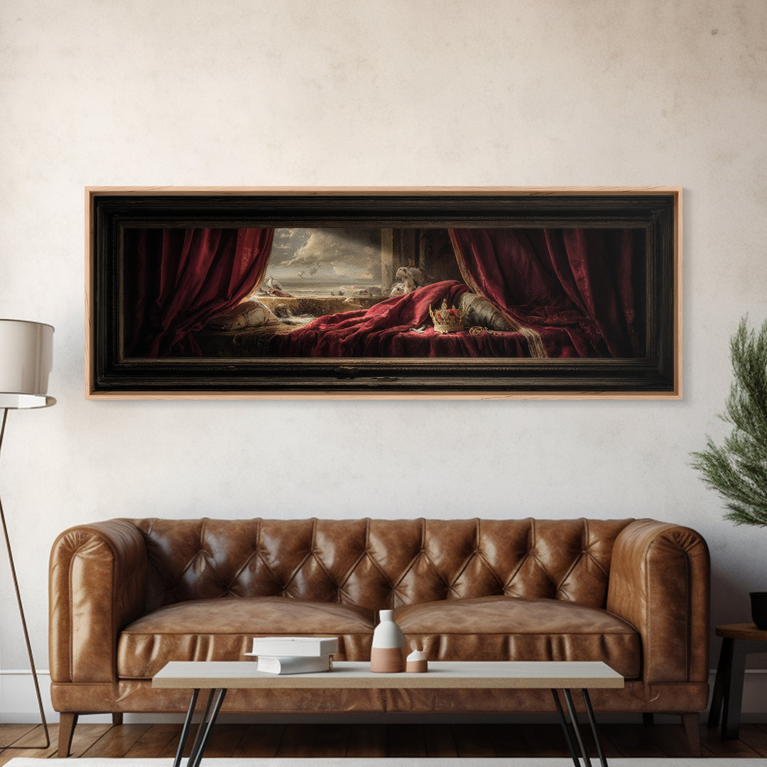 Dark Red Velvet Canvas Print, Baroque Art, Art Nouveau Decor, Living Room Decor, Fine Art, Ornate, Art Print, Textured Painting, BAO-3x1-39