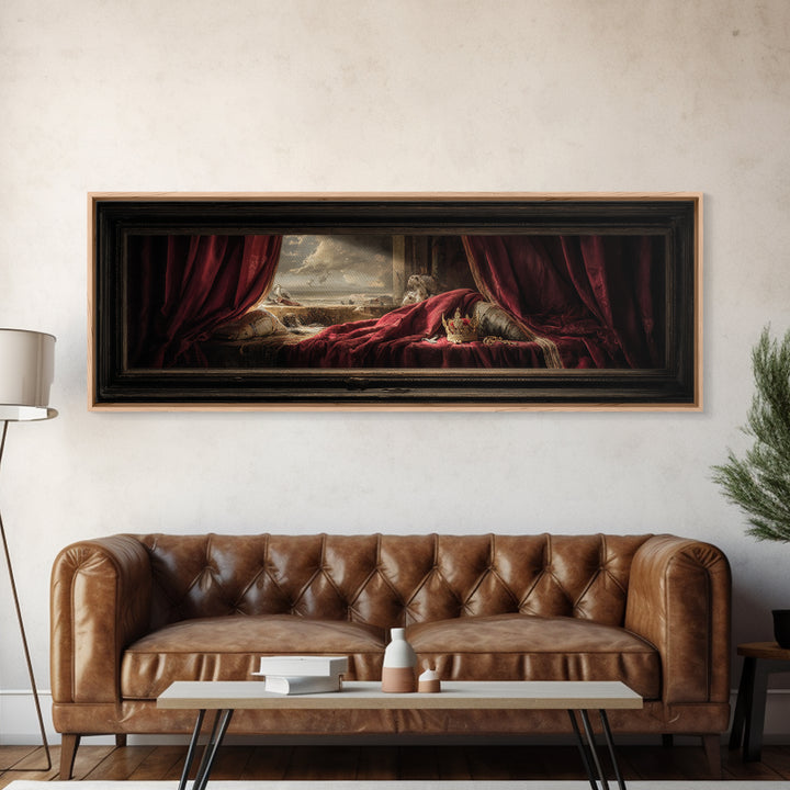 Dark Red Velvet Canvas Print, Baroque Art, Art Nouveau Decor, Living Room Decor, Fine Art, Ornate, Art Print, Textured Painting, BAO-3x1-39