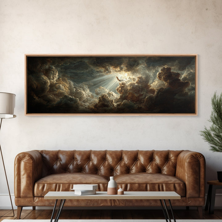Angelic Hand Reaching Through Clouds Canvas Print, Baroque Art, Printable Art, Living Room Decor, Oil Painting, Ornate, BAO-3x1-61