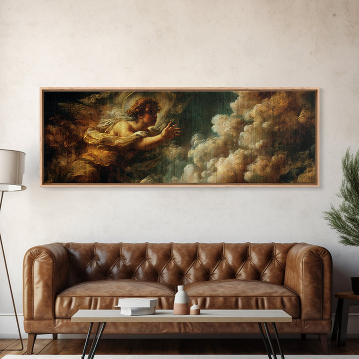 Angelic Hand Reaching Through Clouds Canvas Print, Baroque Art, Printable Art, Living Room Decor, Oil Painting, Ornate, BAO-3x1-85