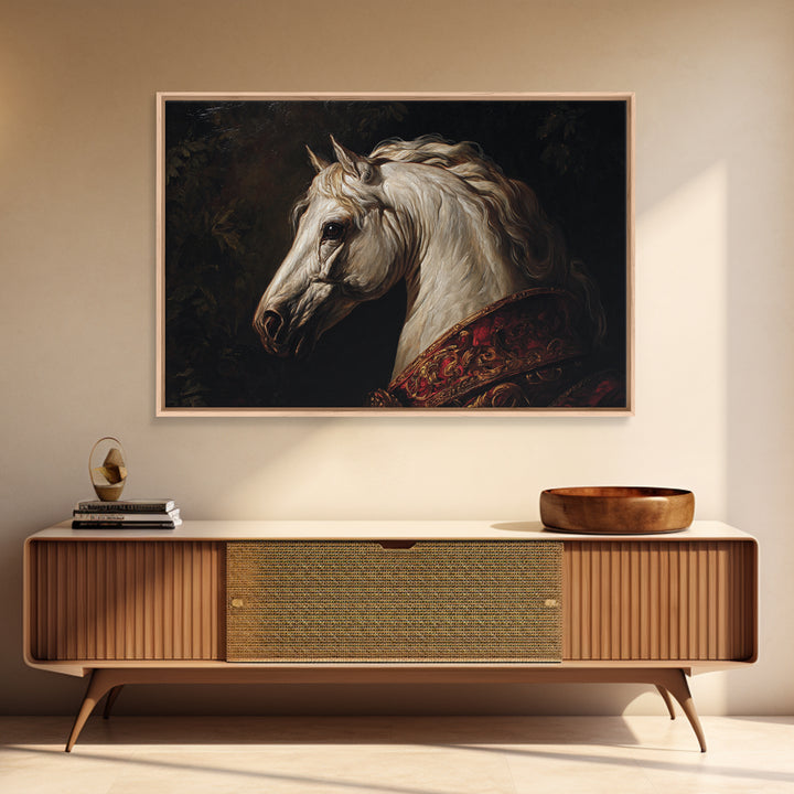 Dramatic Horse Portrait Framed Canvas Print, Baroque Art, Boho Decor, Living Room Decor, Fine Art, Ornate, Printable Wall Art, BAO-3x2-28