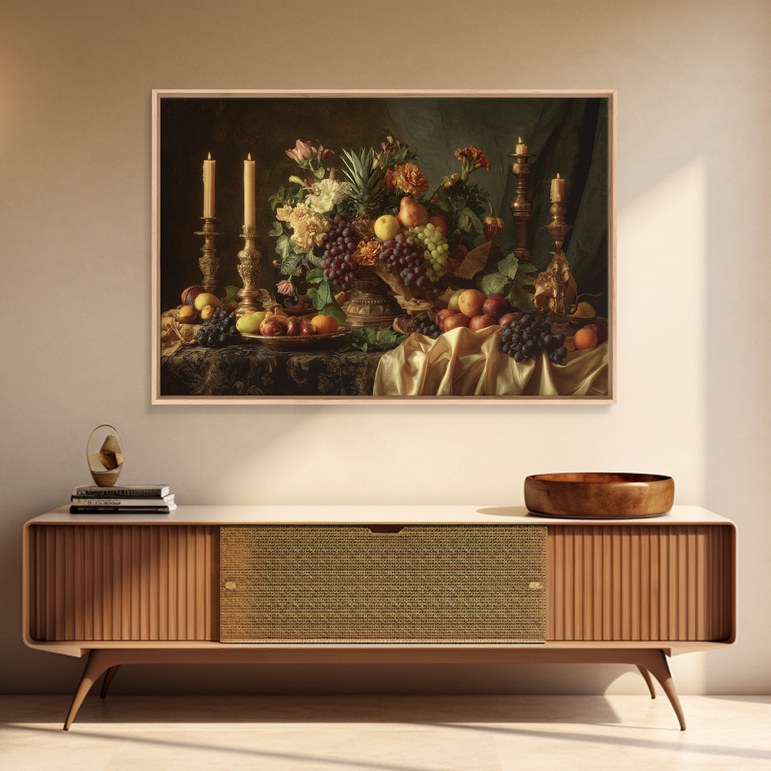Lavish Banquet Fruit Composition Canvas Print, Baroque Art, Art, Living Room Decor, Fine Art, Ornate, Modern Wall Art, BAO-3x2-48