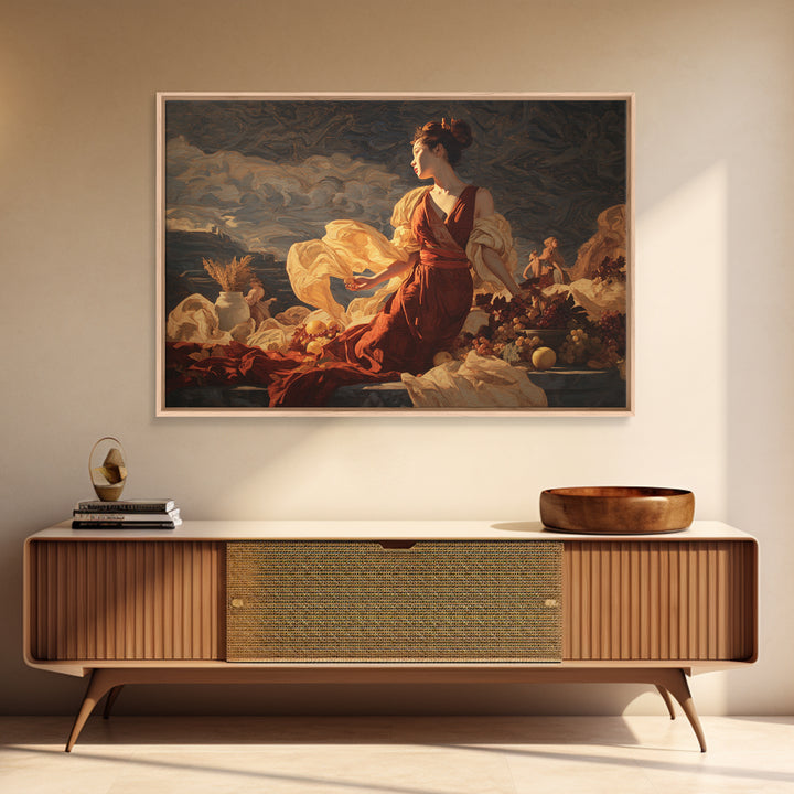 Mythic Goddess Figure Canvas Print, Baroque Art, Art, Living Room Decor, Oil Painting, Ornate, Modern Wall Art, BAO-3x2-66