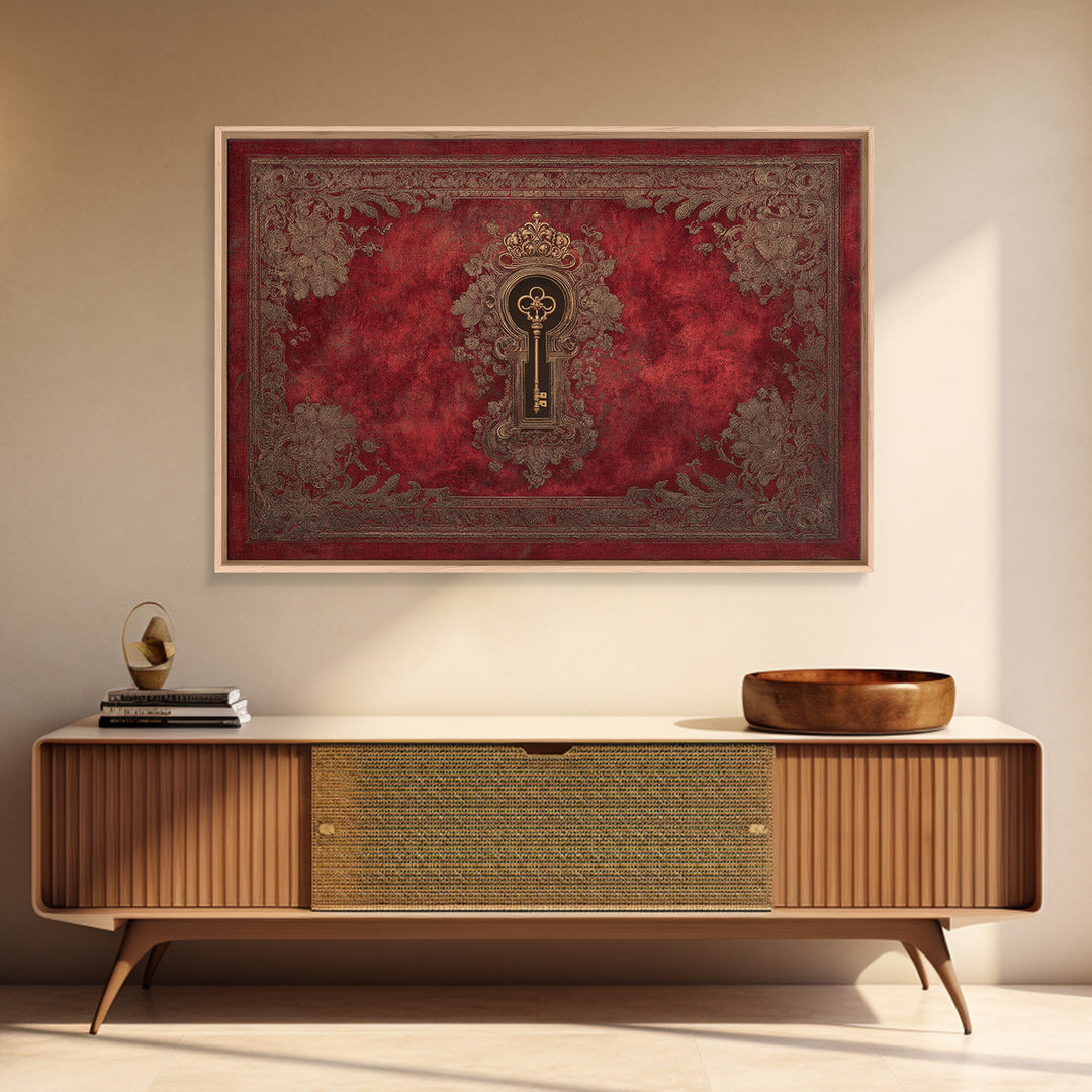 Dark Red Velvet Framed Canvas Print, Baroque Art, Eclectic Wall Art, Living Room Decor, Fine Art, Ornate, Gallery Decor, BAO-3x2-99