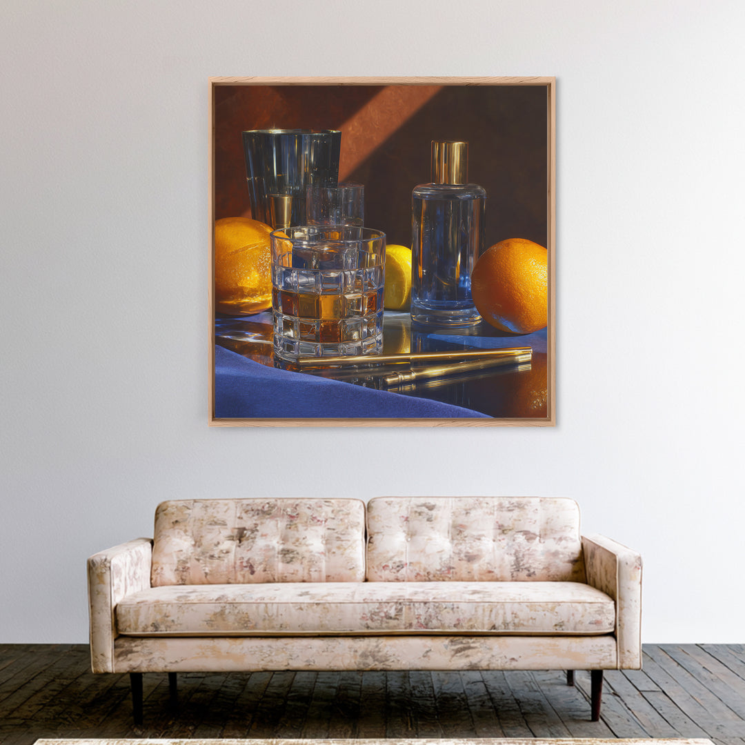 Smoked Glassware Study Canvas Print, Bar Art, Fine Art Print, Bar Decor, Fine Art, Metal Wall Art, Canvas Wall Art, BAR-1x1-95
