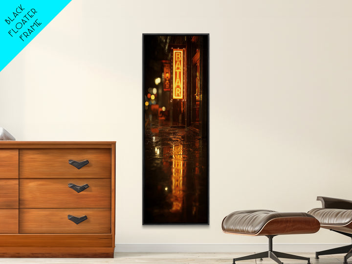 Neon Cocktail Sign Reflected Canvas Print, Bar Art, Living Room Art, Bar Decor, Fine Art, Luxury Decor, Room Decor, BAR-1x3-41
