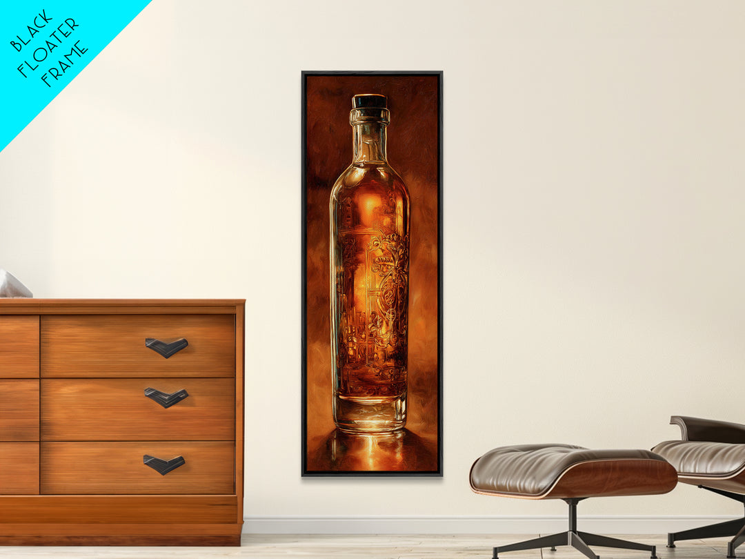 Sailor Tattoo Rum Bottle Illustration Framed Canvas Print, Bar Art, Neutral Decor, Bar Decor, Fine Art, Home Decor, BAR-1x3-75