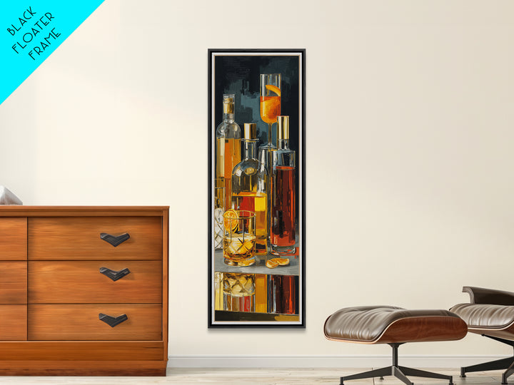 Retro Happy Hour Poster Framed Canvas Print, Bar Art, Living Room Art, Bar Decor, Fine Art, Luxury Decor, Room Decor, BAR-1x3-92
