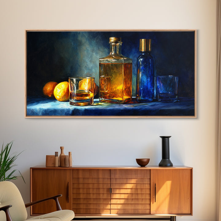 Smoked Glassware Study Framed Canvas Print, Bar Art, Gallery Decor, Bar Decor, Fine Art, Wall Art, Home Decor, BAR-2x1-67