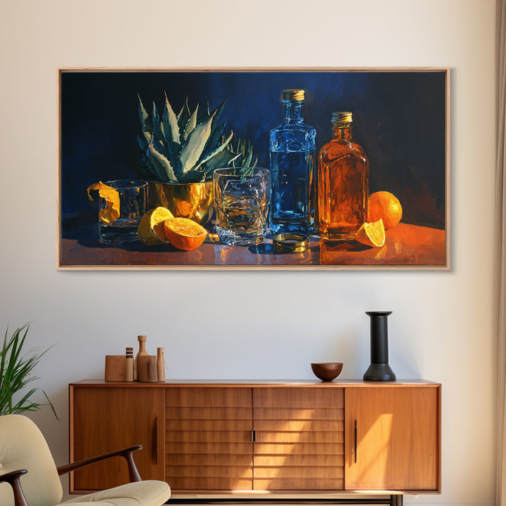 Tequila Agave Plant Study Framed Canvas Print, Bar Art, Luxury Decor, Bar Decor, Fine Art, Canvas Wall Art, Kitchen Decor, BAR-2x1-8