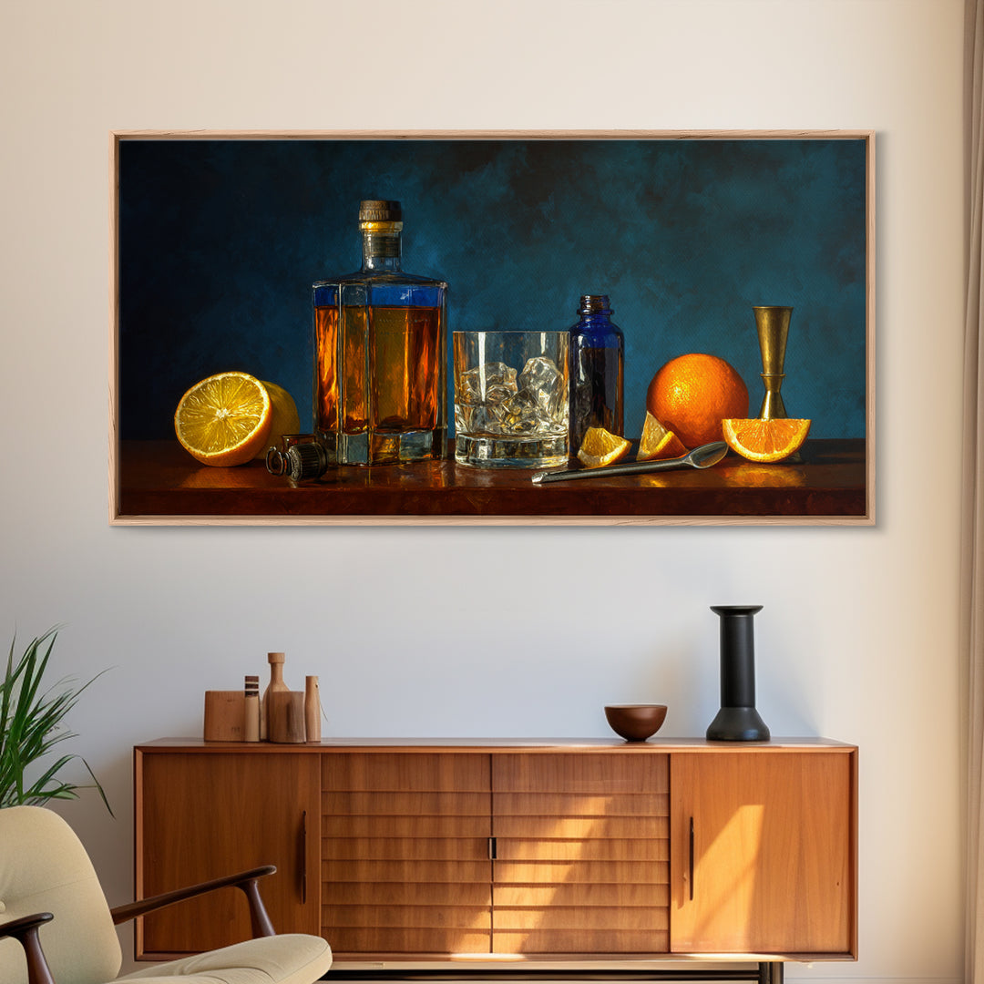 Orange Bitters and Bar Spoon Still Life Canvas Print, Bar Art, Kitchen Wall Decor, Bar Decor, Fine Art, Bar Cart Art, BAR-2x1-89