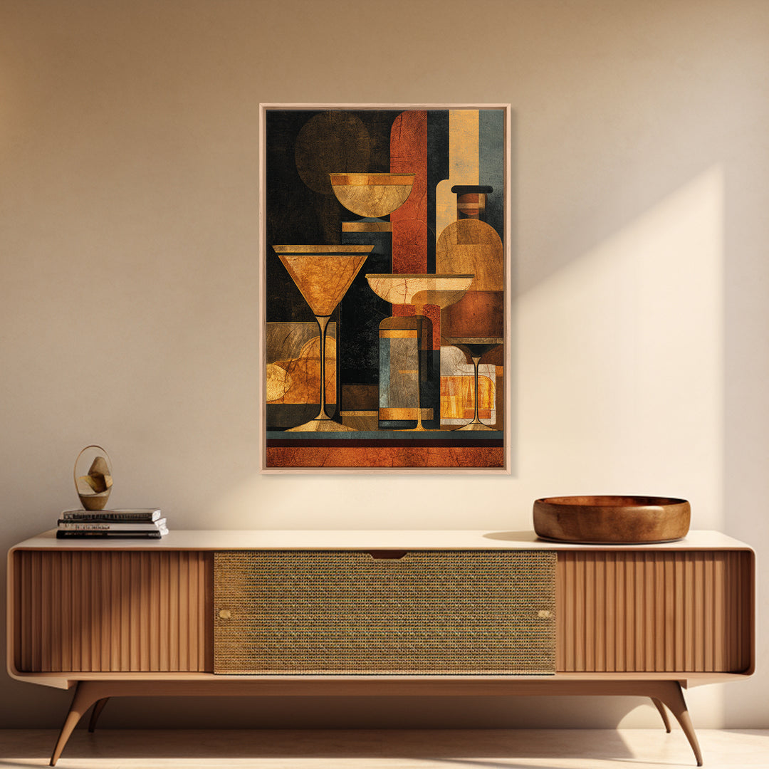 Retro Happy Hour Poster Canvas Print, Bar Art, Gallery Decor, Bar Decor, Fine Art, Wall Art, Home Decor, Wall Decor, BAR-2x3-16