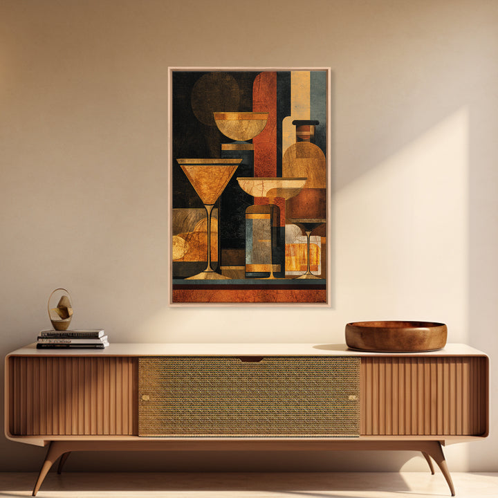 Retro Happy Hour Poster Canvas Print, Bar Art, Gallery Decor, Bar Decor, Fine Art, Wall Art, Home Decor, Wall Decor, BAR-2x3-16
