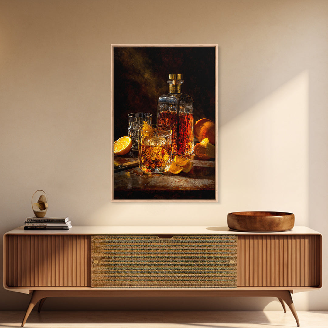 Cocktail Recipe Diagram Styled as Elegant Art Framed Canvas Print, Bar Art, Wall Decor, Bar Decor, Fine Art, BAR-2x3-52