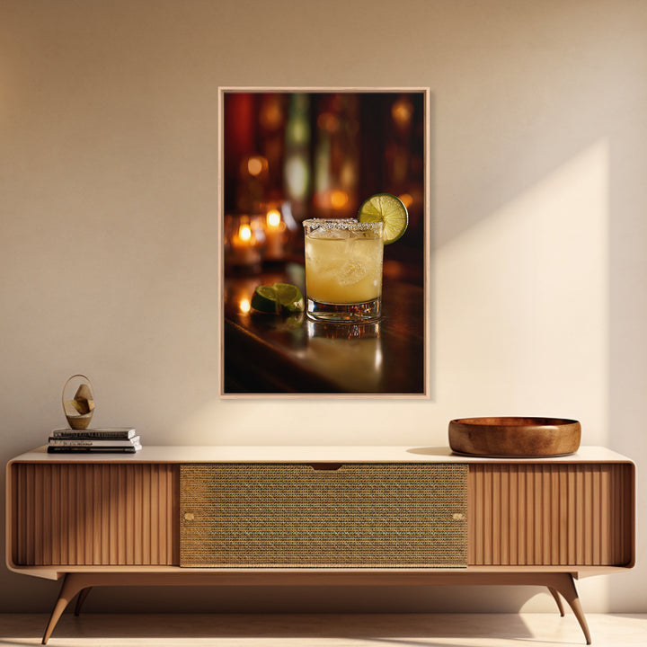 Classic Margarita with Salt Rim and Lime Canvas Print, Bar Art, Retro Wall Art, Bar Decor, Fine Art, Bar Cart Decor, BAR-2x3-67