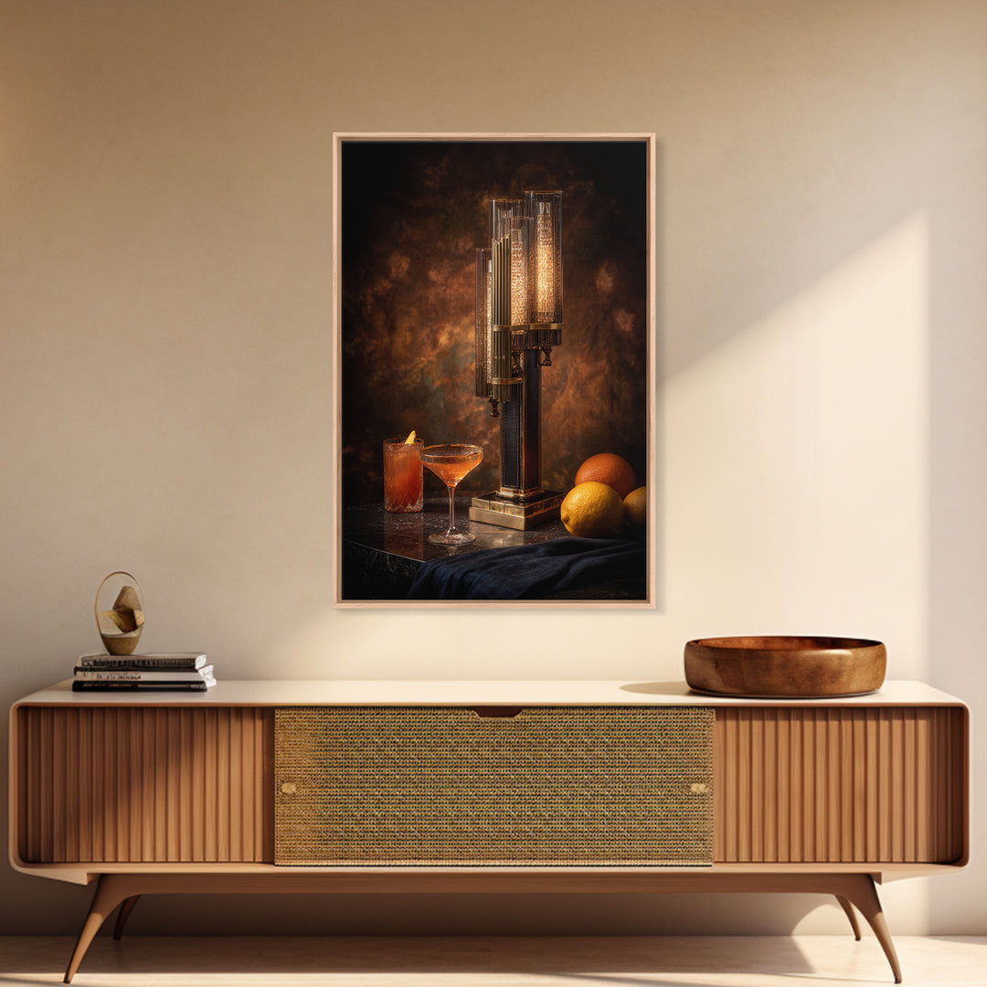 Champagne Coupe Tower Framed Canvas Print, Bar Art, Bar, Bar Decor, Fine Art, Living Room Art, Coffee Bar, Cocktail Wall Art, BAR-2x3-90