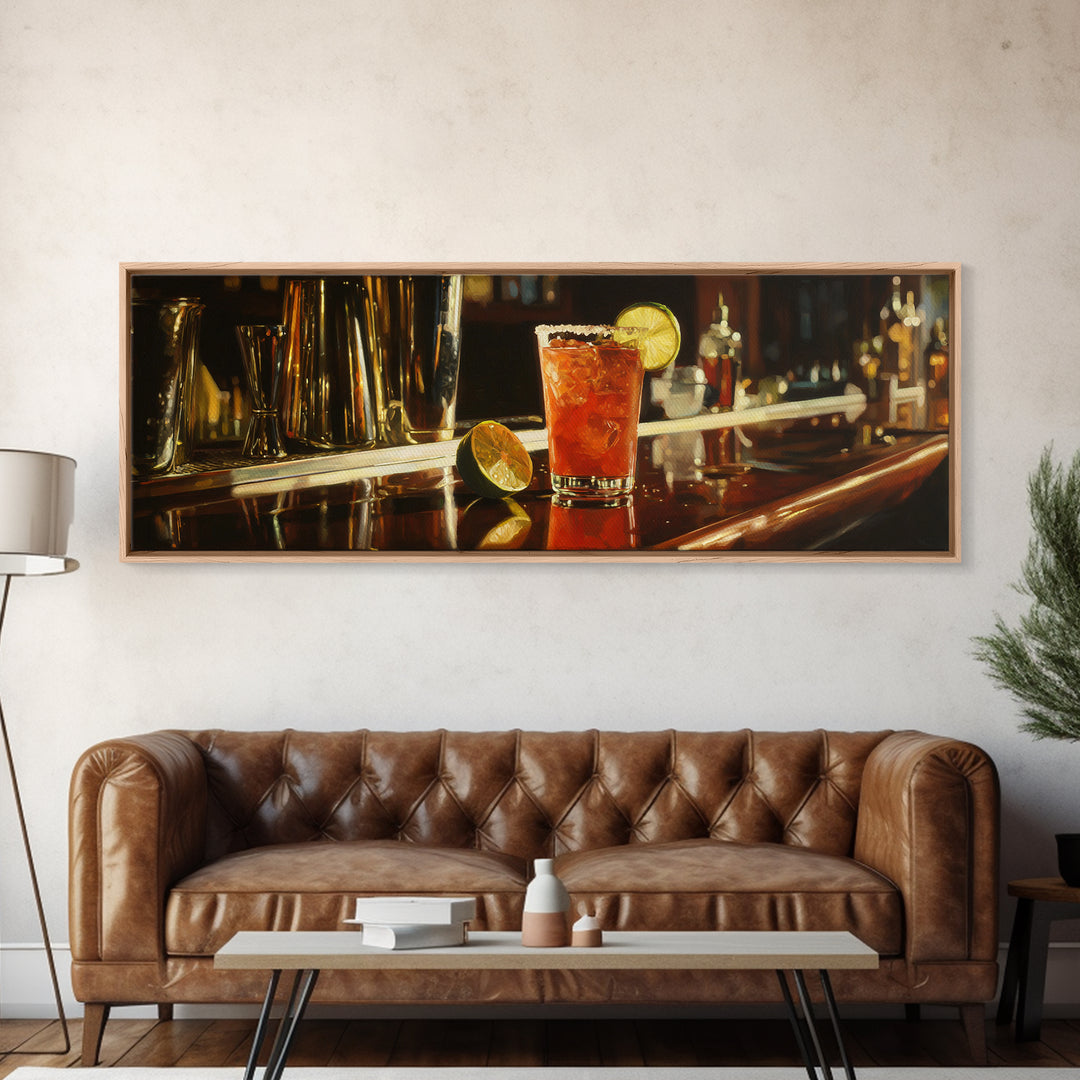 Classic Margarita with Salt Rim and Lime Canvas Print, Bar Art, Bar Sign, Bar Decor, Fine Art, Coffee Bar, Cocktail Wall Art, BAR-3x1-75
