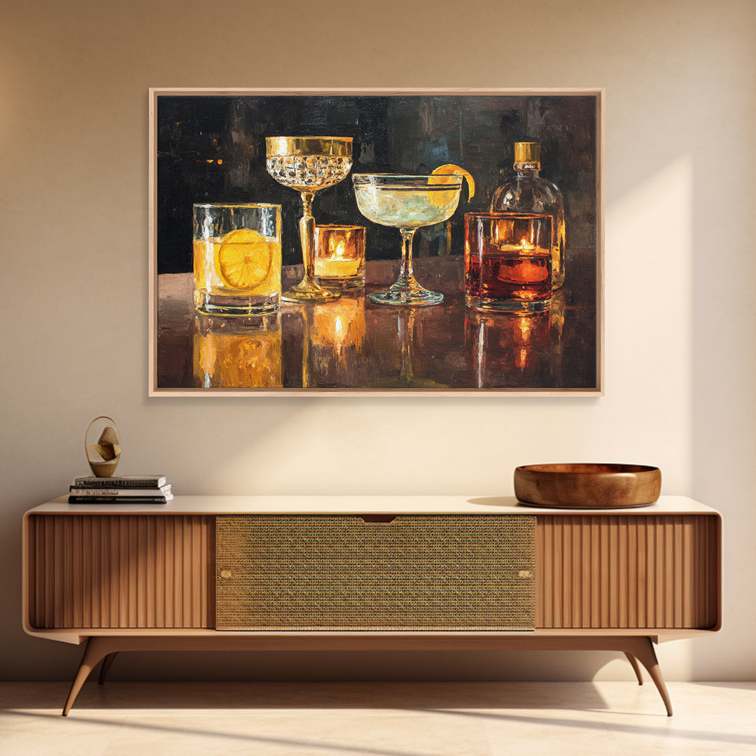 Champagne Coupe Tower Framed Canvas Print, Bar Art, Bar, Bar Decor, Fine Art, Living Room Art, Coffee Bar, Cocktail Wall Art, BAR-3x2-14