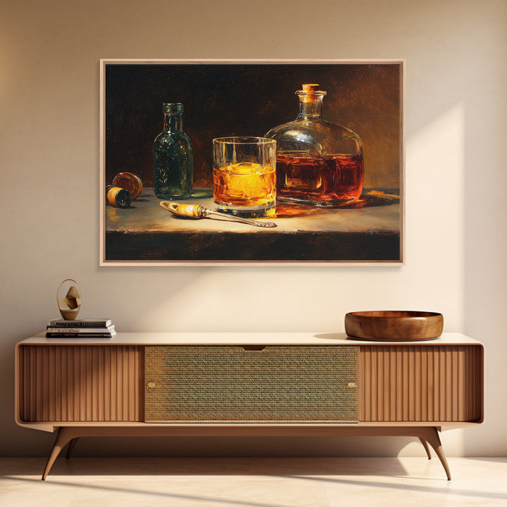 Orange Bitters and Bar Spoon Still Life Framed Canvas Print, Bar Art, Coffee Bar, Bar Decor, Abstract Art, Room Decor, BAR-3x2-25