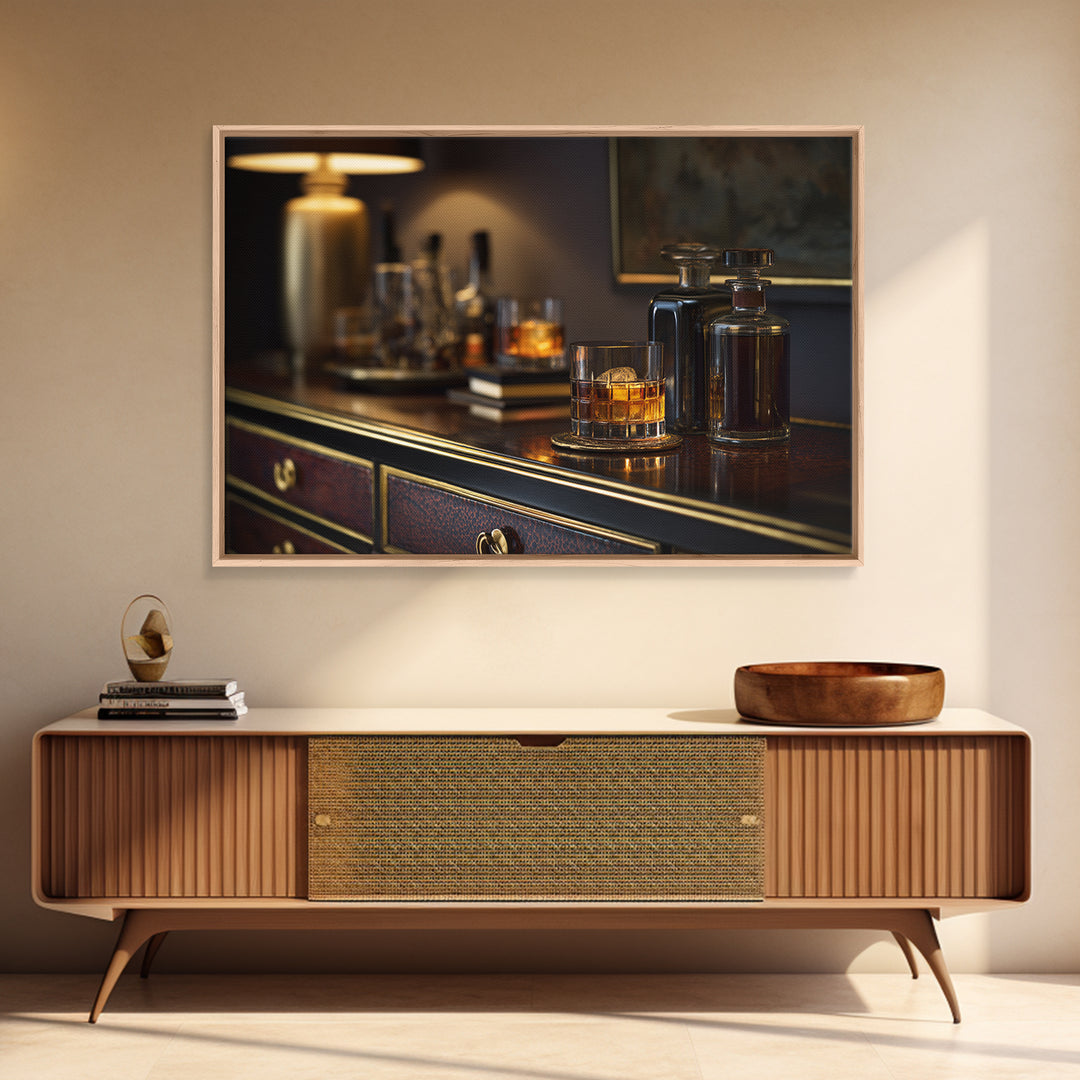 Midnight Manhattan Cocktail Framed Canvas Print, Bar Art, Bar Signs, Bar Decor, Fine Art, Modern Decor, Fine Art Print, BAR-3x2-28