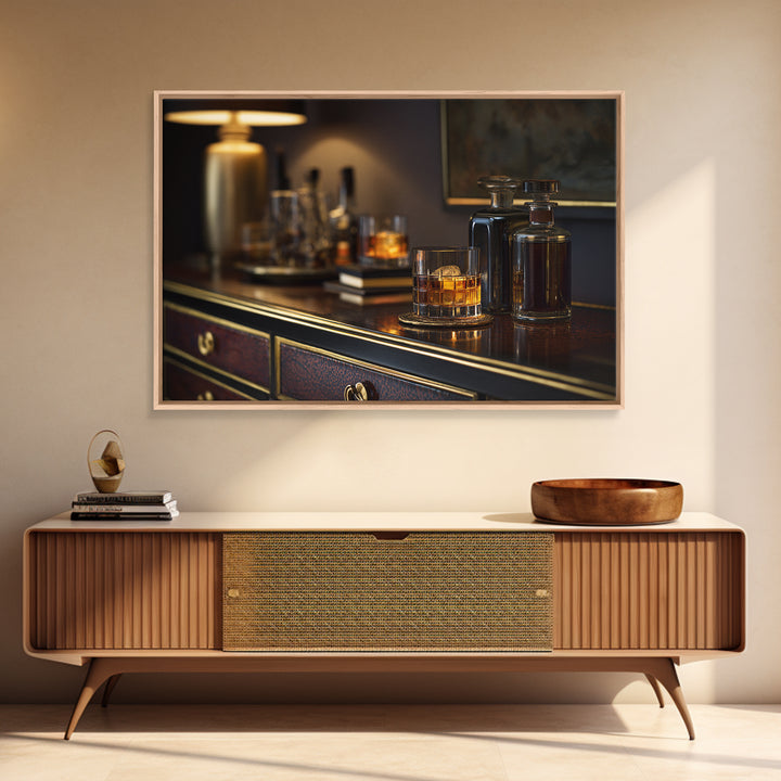 Midnight Manhattan Cocktail Framed Canvas Print, Bar Art, Bar Signs, Bar Decor, Fine Art, Modern Decor, Fine Art Print, BAR-3x2-28