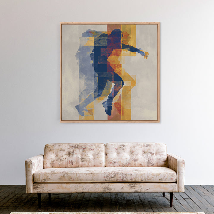 Large Monochrome Sports Action Figure Silhouette Framed Canvas Print, Basement Art, Bar Decor, Living Room Decor, Retreat, BAS-1x1-16