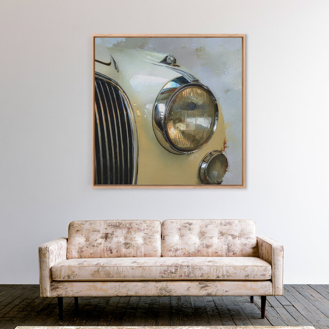 Classic Car Front Grill Closeup Canvas Print, Basement Art, Digital Art Download, Living Room Decor, Oil Painting, Retreat, BAS-1x1-22