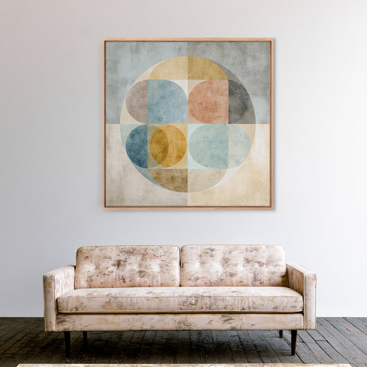 Dartboard Circular Color Composition Framed Canvas Print, Basement Art, Cocktail Prints, Living Room Decor, Abstract Art, BAS-1x1-42