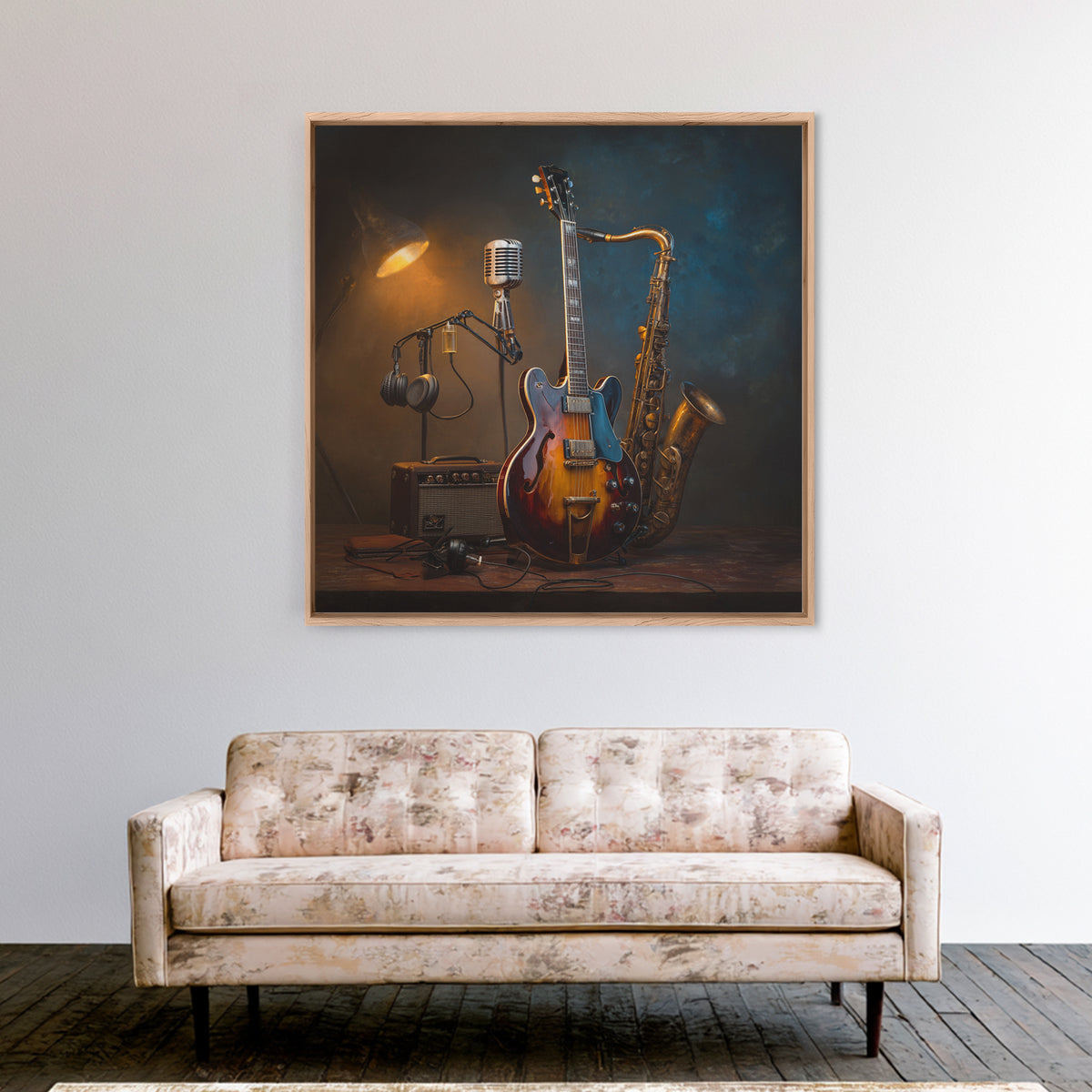 Classic Rock Guitar Still Life Framed Canvas Print, Basement Art, Fine Art Print, Living Room Decor, Fine Art, Retreat, BAS-1x1-53