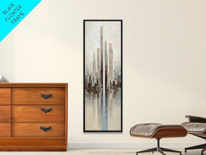 Dark Abstract City Skyline Canvas Print, Basement Art, Classroom Decor, Living Room Decor, Abstract Art, Retreat, BAS-1x3-43