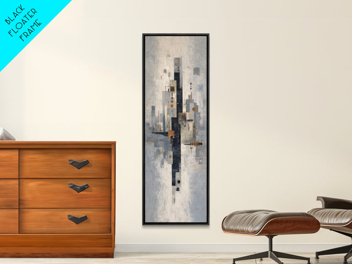 Dark Abstract City Skyline Canvas Print, Basement Art, Bar Wall Art, Living Room Decor, Abstract Art, Retreat, Neutral Decor, BAS-1x3-67