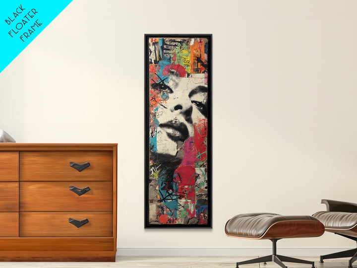 Urban Brick Graffiti Panel Framed Canvas Print, Basement Art, Digital Art Download, Living Room Decor, Fine Art, Retreat, BAS-1x3-83