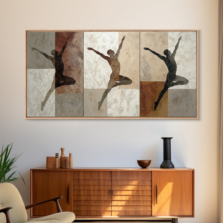 Large Monochrome Sports Action Figure Silhouette Canvas Print, Basement Art, Wall Art, Living Room Decor, Fine Art, Retreat, BAS-2x1-36