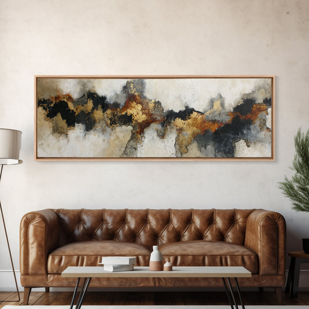 Moody Abstract Flames and Smoke Composition Canvas Print, Basement Art, Gallery Decor, Living Room Decor, Fine Art, Retreat, BAS-3x1-40