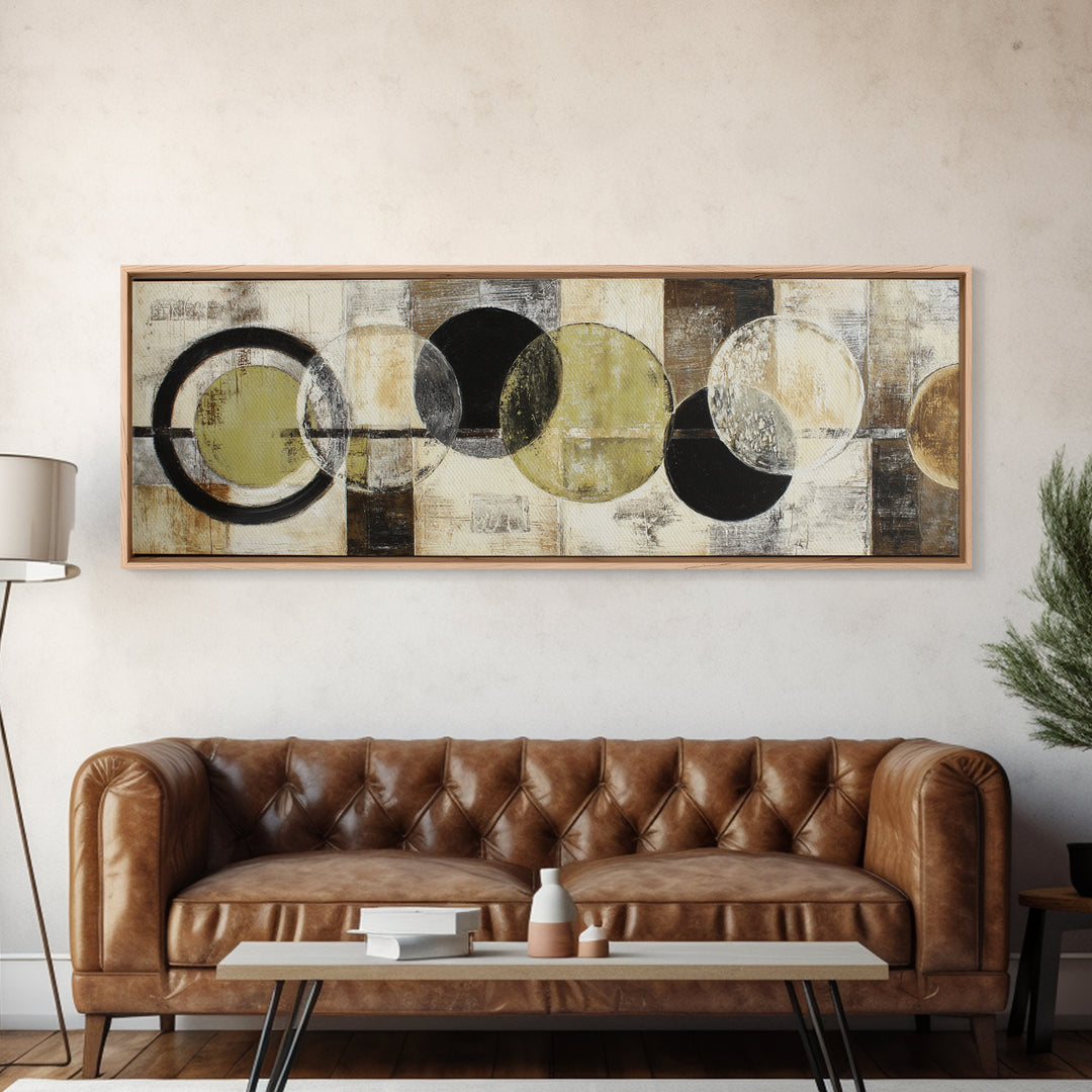 Vinyl Record and Headphones on Worn Wood Framed Canvas Print, Basement Art, Rustic Decor, Living Room Decor, Fine Art, Retreat, BAS-3x1-73