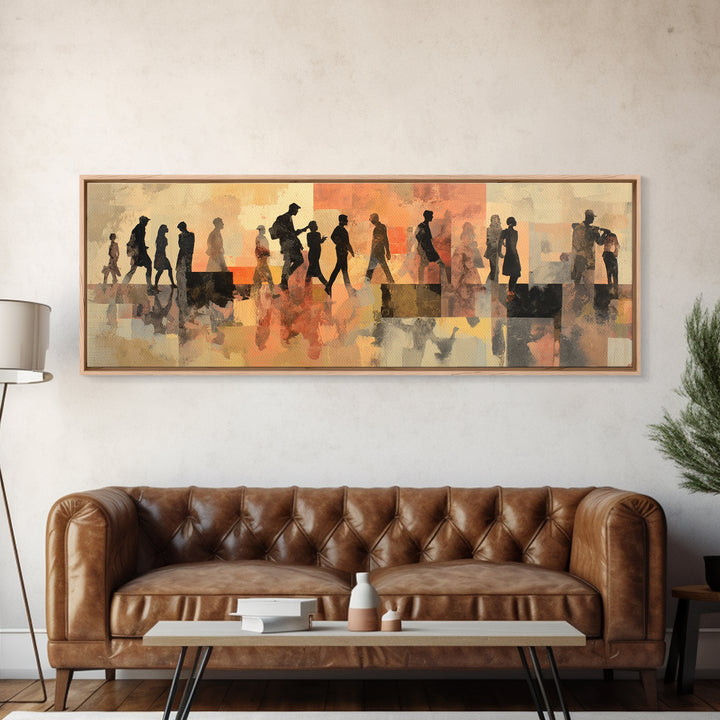 Large Monochrome Sports Action Figure Silhouette Canvas Print, Basement Art, Rustic Wall Art, Living Room Decor, Oil Painting, BAS-3x1-8
