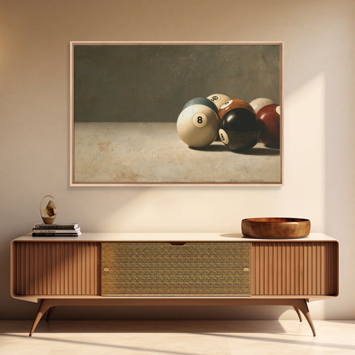 Bold Billiards Eight Ball Composition Canvas Print, Basement Art, Digital Art Download, Living Room Decor, Fine Art, Retreat, BAS-3x2-32