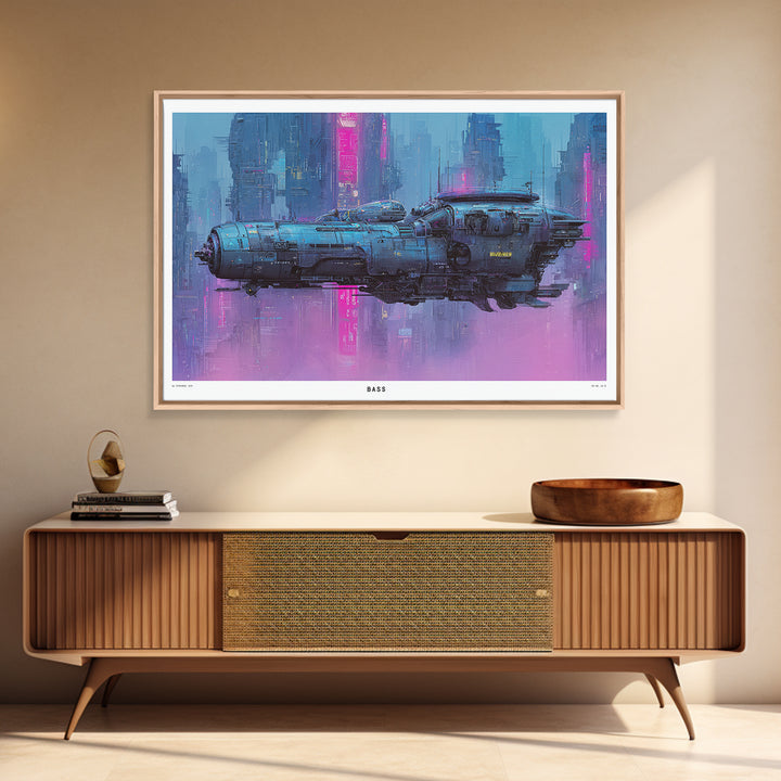 Retro Sci Fi Spaceship Poster for Entertainment Canvas Print, Basement Art, First Home Gift, Living Room Decor, Retreat, BAS-3x2-93