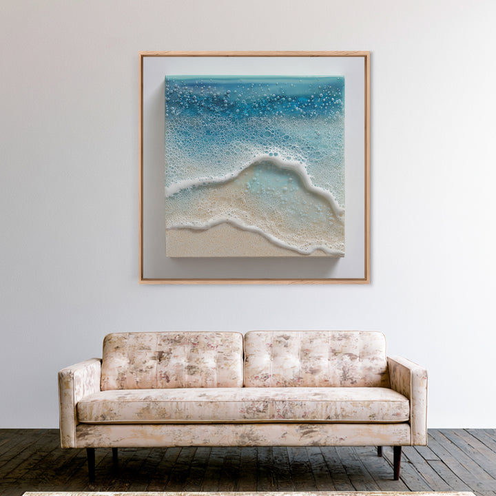 Calming Blue Ocean Wave Study Framed Canvas Print, Bathroom Art, Retro Wall Art, Bathroom Decor, Fine Art, Spa, Modern Decor, BAT-1x1-1