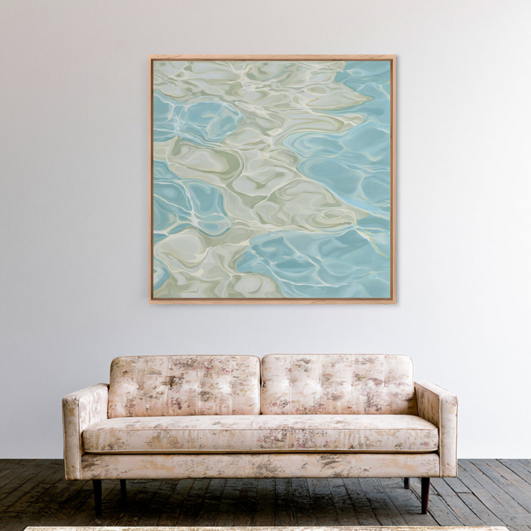 Abstract Water Ripples Framed Canvas Print, Bathroom Art, Halloween Art, Bathroom Decor, Abstract Art, Spa, Textured Painting, BAT-1x1-29