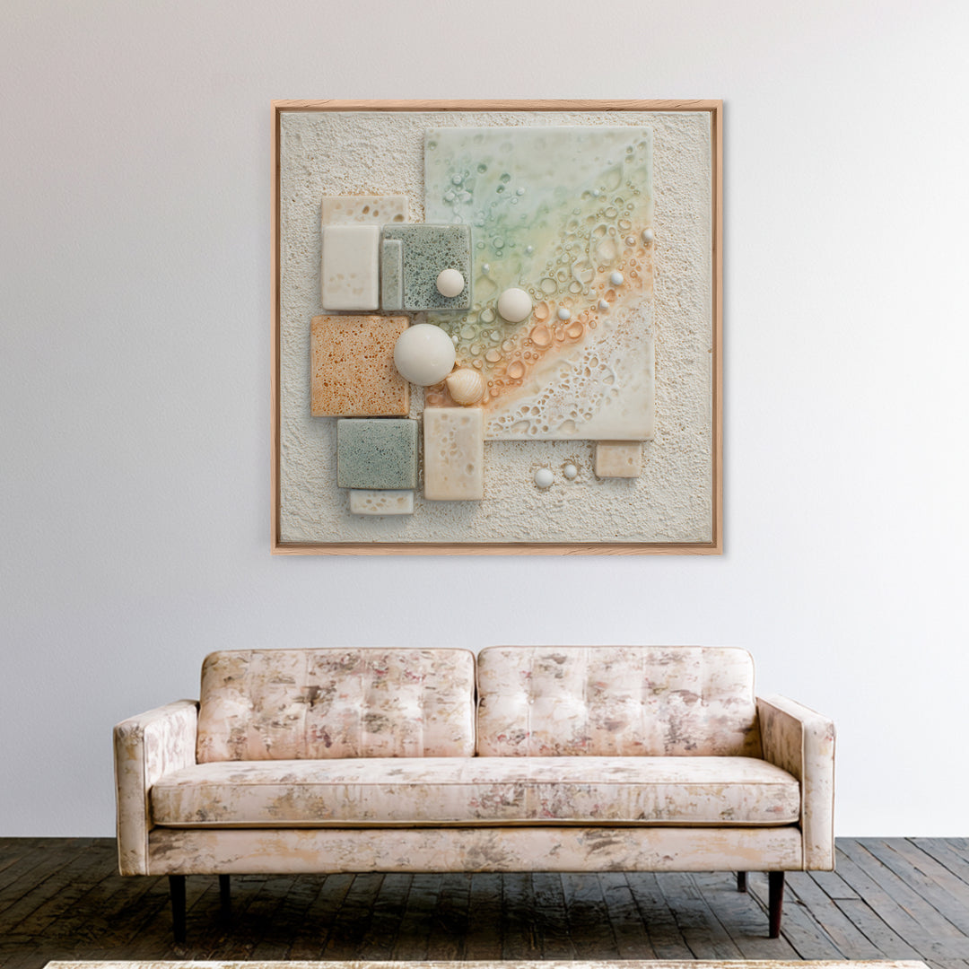 Coral and Shell Arrangement Canvas Print, Bathroom Art, Dopamine Decor, Bathroom Decor, Fine Art, Spa, Halloween Art, BAT-1x1-35