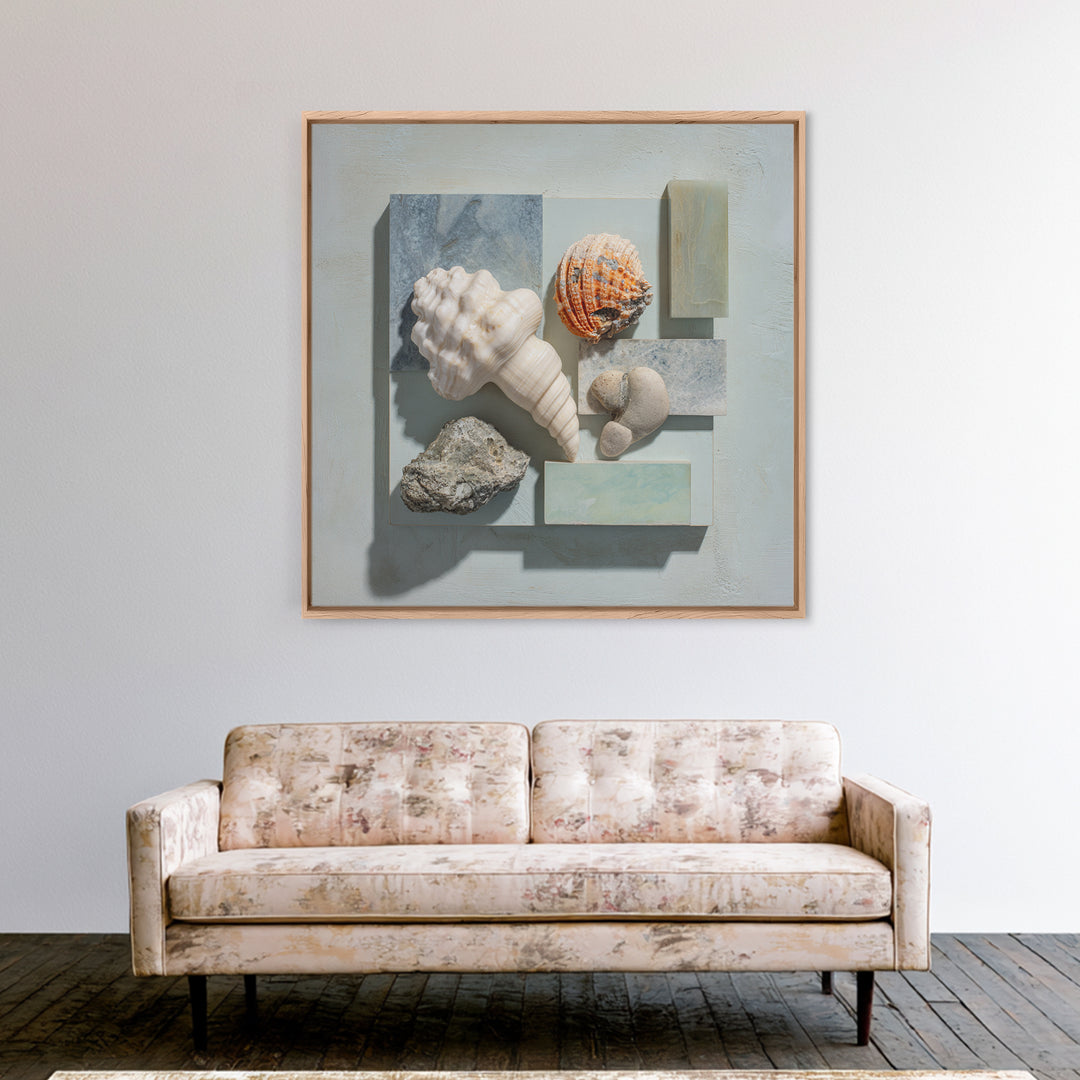 Coral and Shell Arrangement Canvas Print, Bathroom Art, Funny Bathroom Art, Bathroom Decor, Fine Art, Spa, Art Print, BAT-1x1-59