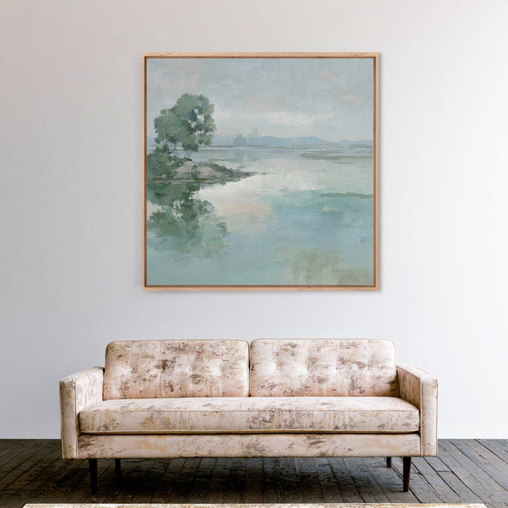 Misty Lake Scene Canvas Print, Bathroom Art, Fine Art Print, Bathroom Decor, Oil Painting, Spa, Poster, Digital Art, Printable, BAT-1x1-81