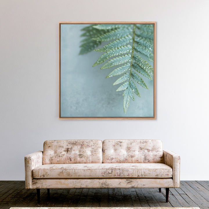 Green Fern Frond Closeup Canvas Print, Bathroom Art, Halloween Art, Bathroom Decor, Oil Painting, Spa, Textured Painting, BAT-1x1-82