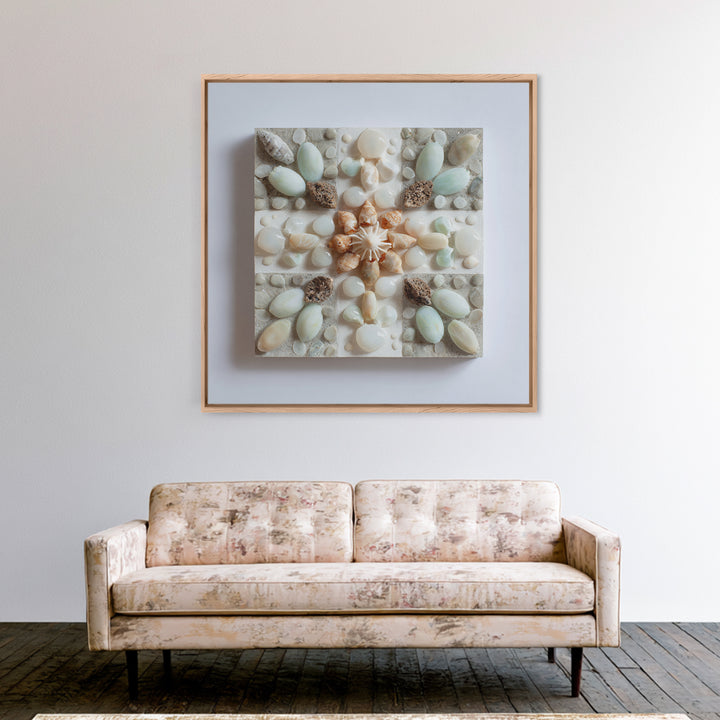 Coral and Shell Arrangement Framed Canvas Print, Bathroom Art, Neutral Decor, Bathroom Decor, Fine Art, Spa, Wall Art, BAT-1x1-83