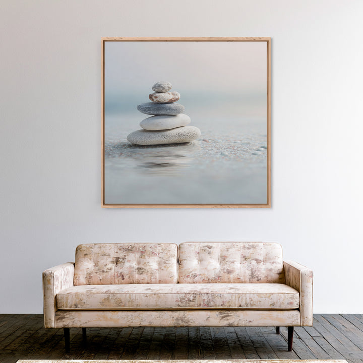 Monochrome Pebble Stack Canvas Print, Bathroom Art, Bathroom Print, Bathroom Decor, Fine Art, Spa, Minimalist Decor, BAT-1x1-85